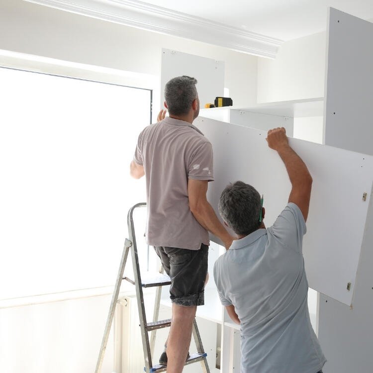 Corner best fitted wardrobes made from solid wood with drawers and shelves