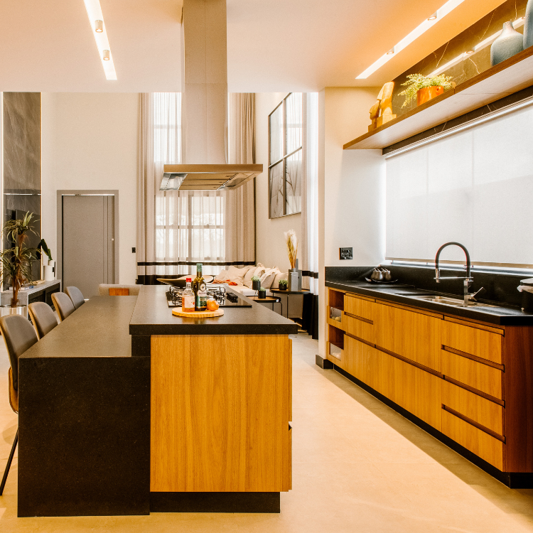 High-quality wooden kitchen installation