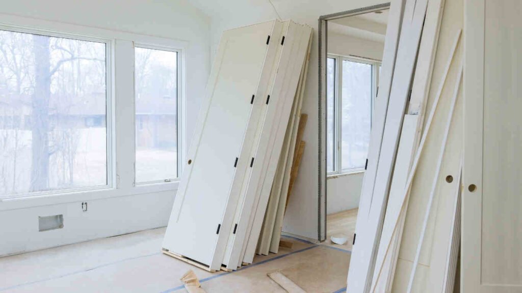 High-quality wooden door installation with precision fitting