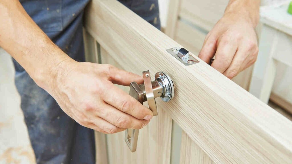 Expert wood door repair fixing scratches, dents, and warping