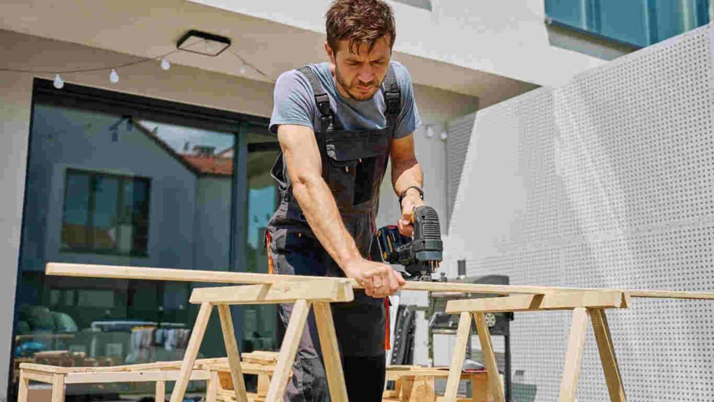 Custom wooden garden storage built by PR Croton Carpentry