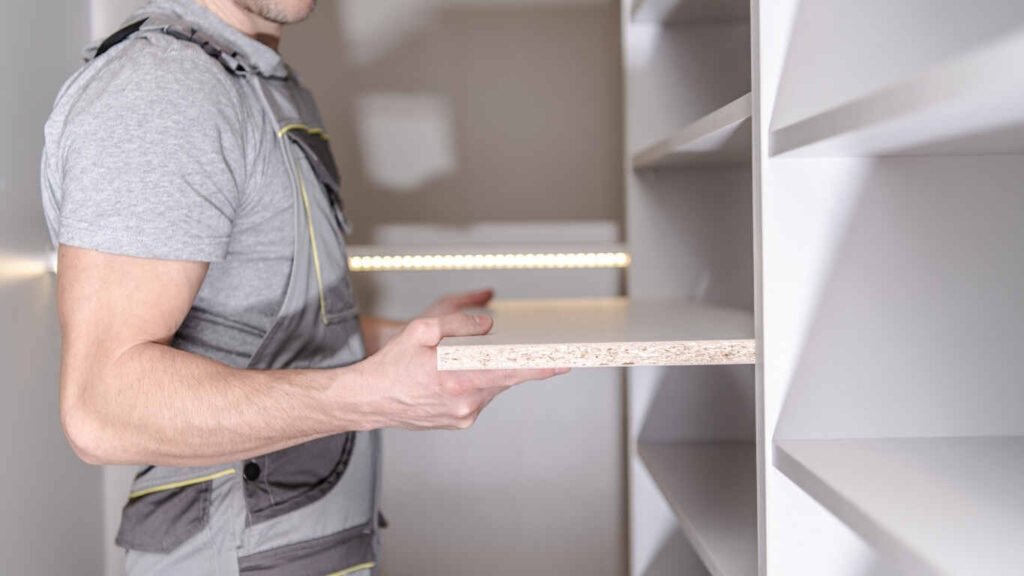 Durable and stylish solid wood shelving unit for living room